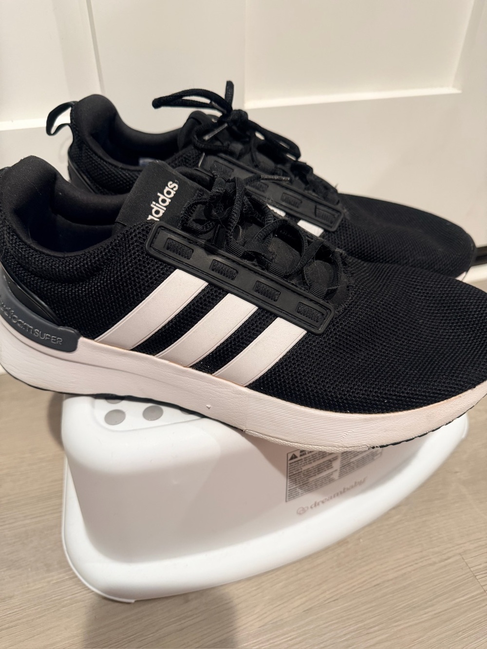 adidas Black Athletic Sneakers with White Stripes size 11